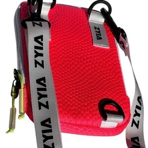 ZYIA Active Crossbody Bag Phone Case Wallet Hot Pink White Zipper Workout